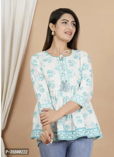 Elegant Blue Rayon Printed Tunic For Women-thumb0