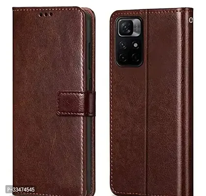 Classy Redmi Note 11 T 5 G Flip Brown Cover-thumb0