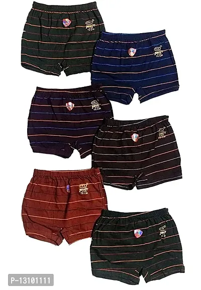 Unisex Cotton Multi Colour Striped Drawer Underwear Panties For Girls and Boys Pack Of 6-thumb0