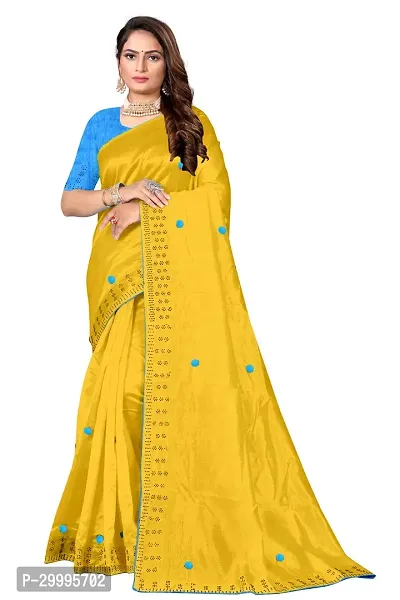 Stylish Yellow Zoya Silk Saree With Blouse Piece For Women-thumb0