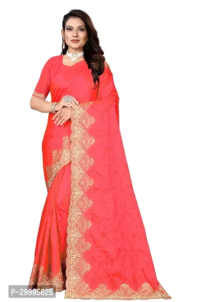 Stylish Red Art Silk Saree With Blouse Piece For Women-thumb0