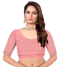 Stylish Peach Net Saree With Blouse Piece For Women-thumb3