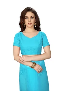 Stylish Sky Blue Net Saree With Blouse Piece For Women-thumb3