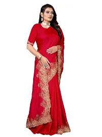 Stylish Red Art Silk Saree With Blouse Piece For Women-thumb1