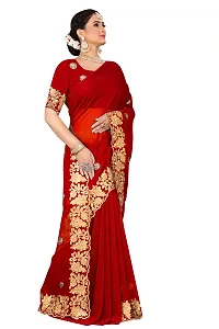 Stylish Red Georgette Saree With Blouse Piece For Women-thumb1