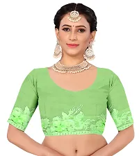 Stylish Light Green Net Saree With Blouse Piece For Women-thumb3