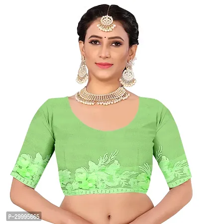 Stylish Light Green Net Saree With Blouse Piece For Women-thumb4