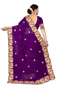 Stylish Wine Georgette Saree With Blouse Piece For Women-thumb2