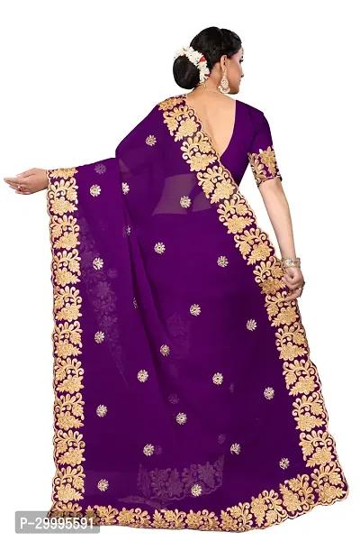 Stylish Wine Georgette Saree With Blouse Piece For Women-thumb3