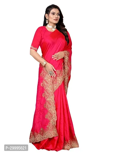 Stylish Pink Art Silk Saree With Blouse Piece For Women-thumb2