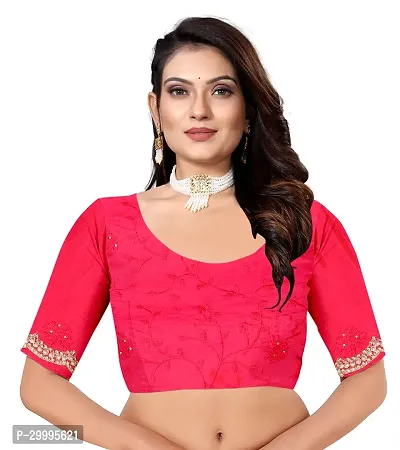 Stylish Pink Art Silk Saree With Blouse Piece For Women-thumb4