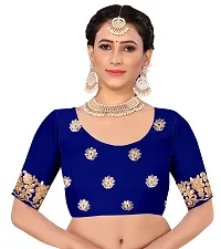 Stylish Navy Blue Georgette Saree With Blouse Piece For Women-thumb3