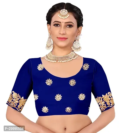 Stylish Navy Blue Georgette Saree With Blouse Piece For Women-thumb4