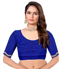 Stylish Blue Net Saree With Blouse Piece For Women-thumb3