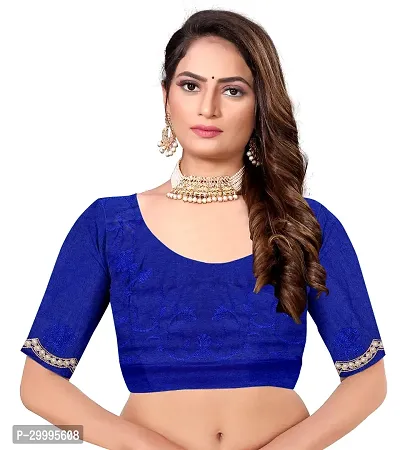 Stylish Blue Net Saree With Blouse Piece For Women-thumb4