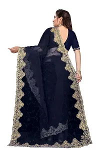 Stylish Black Net Saree With Blouse Piece For Women-thumb2