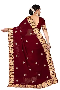 Stylish Maroon Georgette Saree With Blouse Piece For Women-thumb2