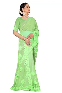 Stylish Light Green Net Saree With Blouse Piece For Women-thumb1