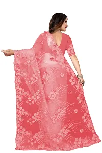 Stylish Peach Net Saree With Blouse Piece For Women-thumb2