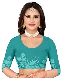 Stylish Turquoise Net Saree With Blouse Piece For Women-thumb3