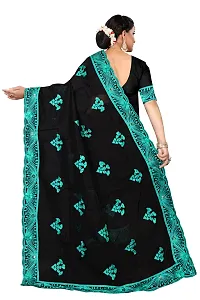 Stylish Turquoise Organza Saree With Blouse Piece For Women-thumb2