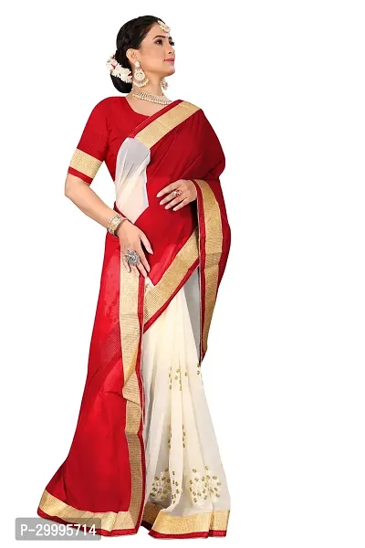 Stylish Maroon Georgette Saree With Blouse Piece For Women-thumb2