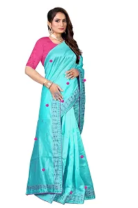 Stylish Turquoise Zoya Silk Saree With Blouse Piece For Women-thumb1