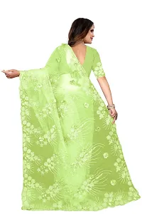 Stylish Light Green Net Saree With Blouse Piece For Women-thumb2