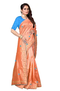 Stylish Peach Zoya Silk Saree With Blouse Piece For Women-thumb1