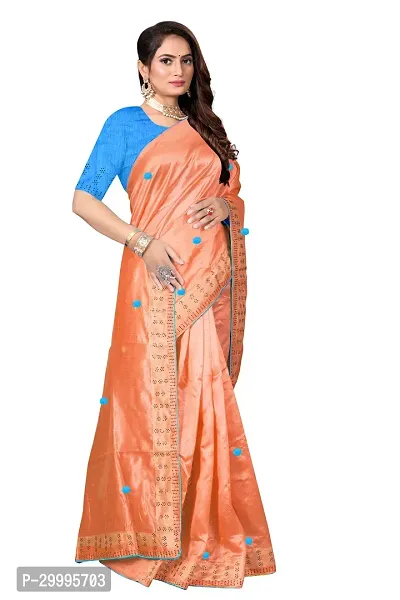 Stylish Peach Zoya Silk Saree With Blouse Piece For Women-thumb2