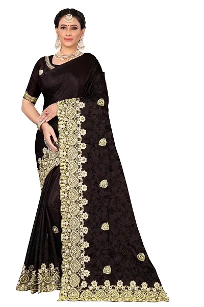 Embroidered net saree