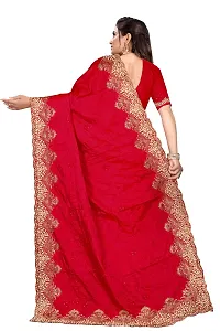 Stylish Red Art Silk Saree With Blouse Piece For Women-thumb2