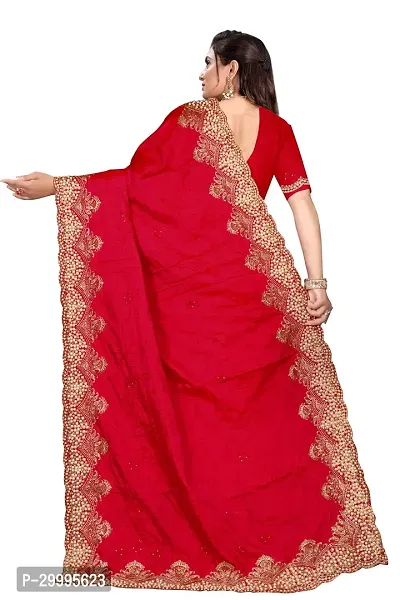 Stylish Red Art Silk Saree With Blouse Piece For Women-thumb3