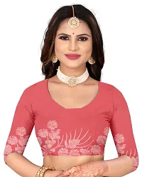 Stylish Peach Net Saree With Blouse Piece For Women-thumb3