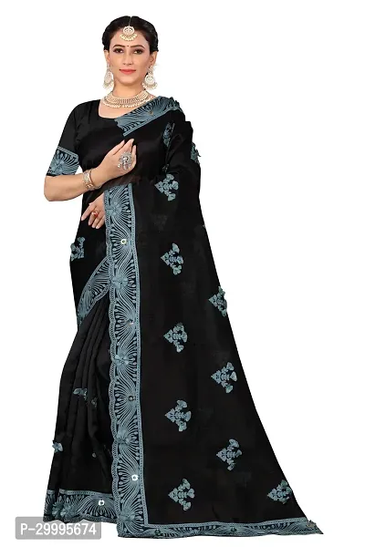 Stylish Grey Organza Saree With Blouse Piece For Women-thumb0