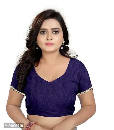 Stylish Navy Blue Net Saree With Blouse Piece For Women-thumb4