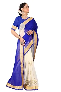 Stylish Blue Georgette Saree With Blouse Piece For Women-thumb1