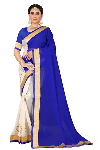 Stylish Georgette Saree With Blouse Piece For Women