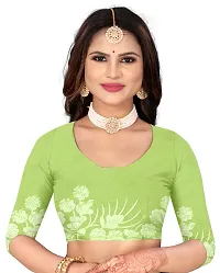 Stylish Light Green Net Saree With Blouse Piece For Women-thumb3