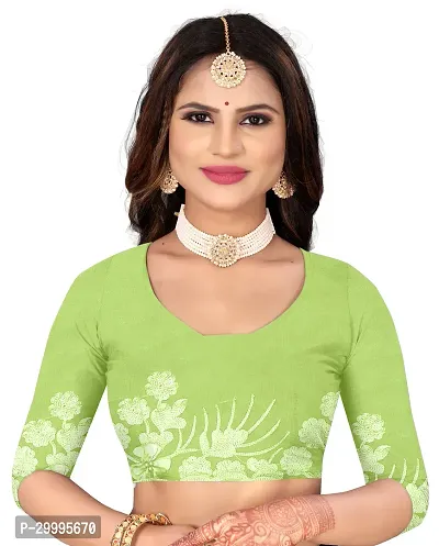 Stylish Light Green Net Saree With Blouse Piece For Women-thumb4