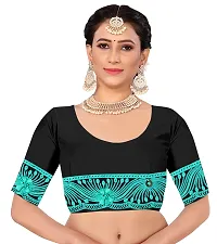 Stylish Turquoise Organza Saree With Blouse Piece For Women-thumb3