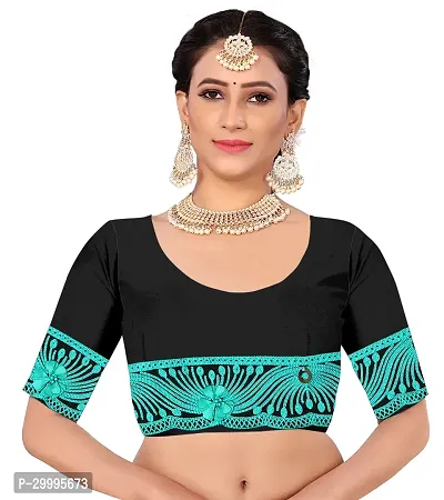 Stylish Turquoise Organza Saree With Blouse Piece For Women-thumb4