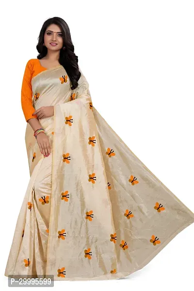 Stylish Orange Art Silk Saree With Blouse Piece For Women