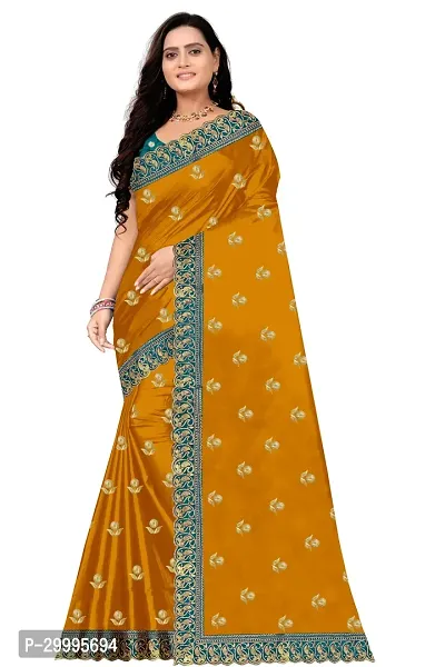 Stylish Mustard Dola Silk Saree With Blouse Piece For Women-thumb0