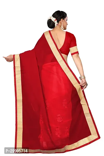 Stylish Maroon Georgette Saree With Blouse Piece For Women-thumb3