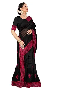 Stylish Pink Organza Saree With Blouse Piece For Women-thumb1