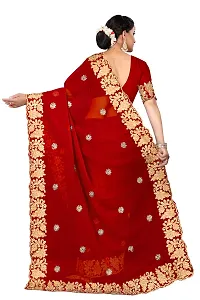 Stylish Red Georgette Saree With Blouse Piece For Women-thumb2