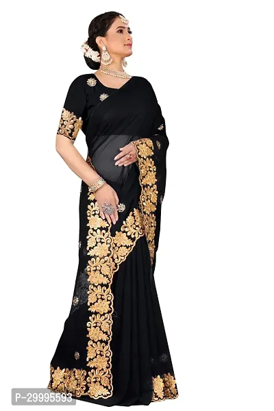 Stylish Black Georgette Saree With Blouse Piece For Women-thumb2