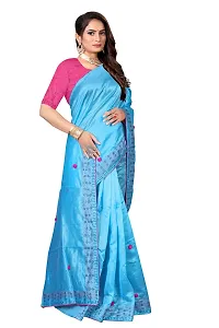 Stylish Sky Blue Zoya Silk Saree With Blouse Piece For Women-thumb1