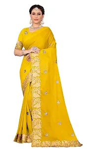 Stylish Yellow Georgette Saree With Blouse Piece For Women-thumb1